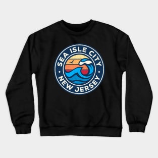 Sea Isle City New Jersey Nj Nautical Waves Crewneck Sweatshirt